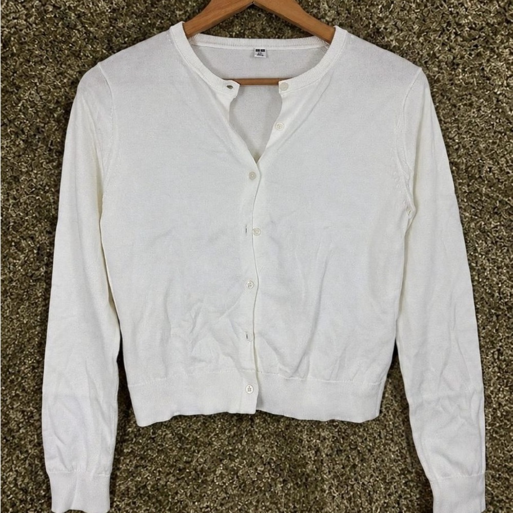 Classic Women's Cream Button-Front Cardigan Sweater